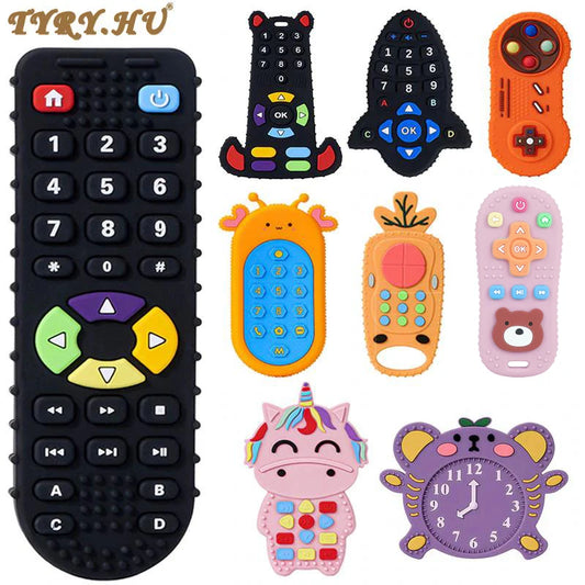 1Pc Baby Silicone Teether Toys Remote Control Shape Teether Rodent Gum Pain Relief Teething Toy Kids Sensory Educational